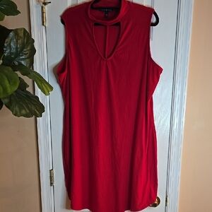 Derek Heart Red Sleeveless Midi Dress